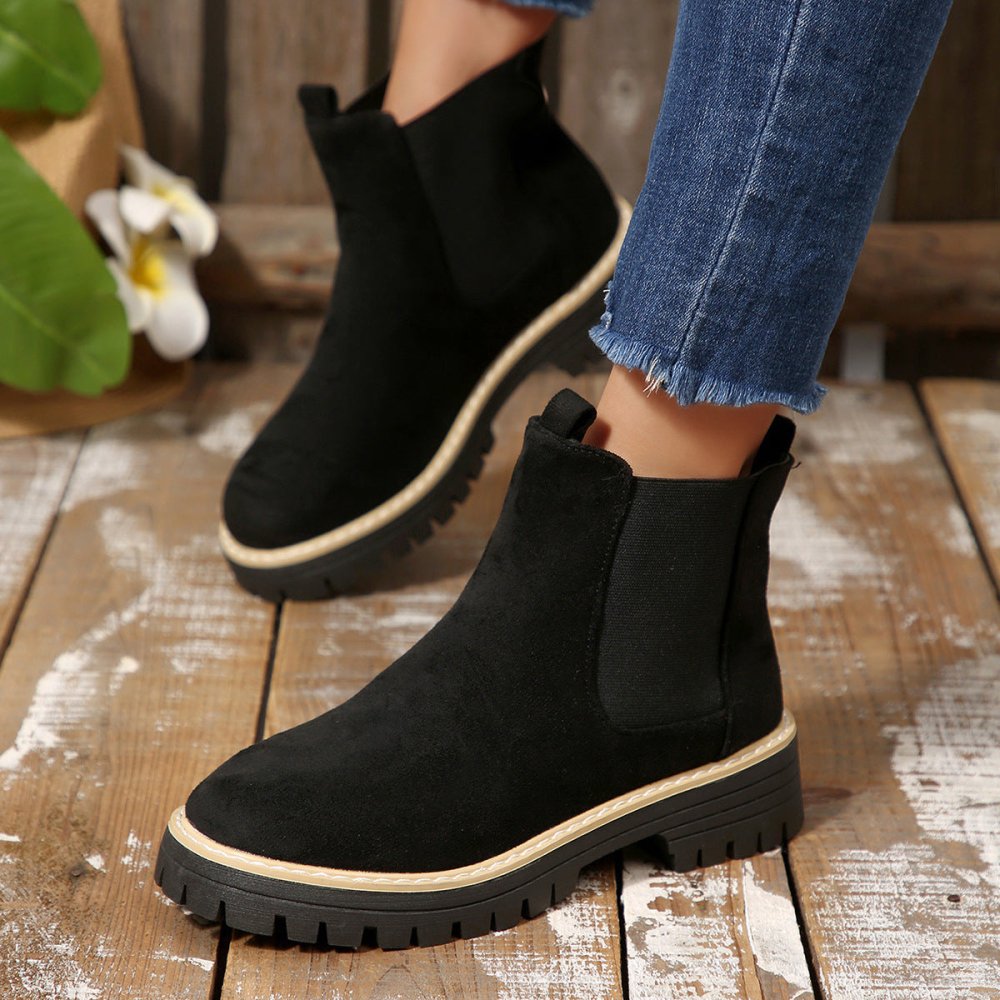 Women's Round - Toe Fashionable Casual All - Match Boots - VEZTIVIA