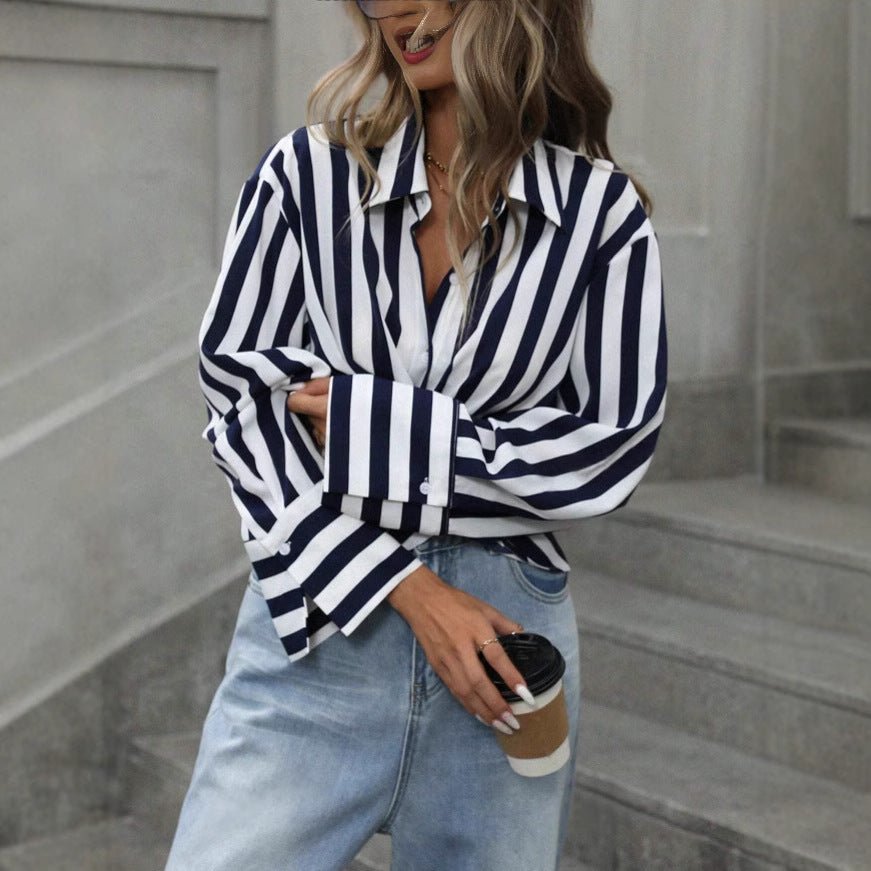 Women's Striped Loose Shirt - VEZTIVIA
