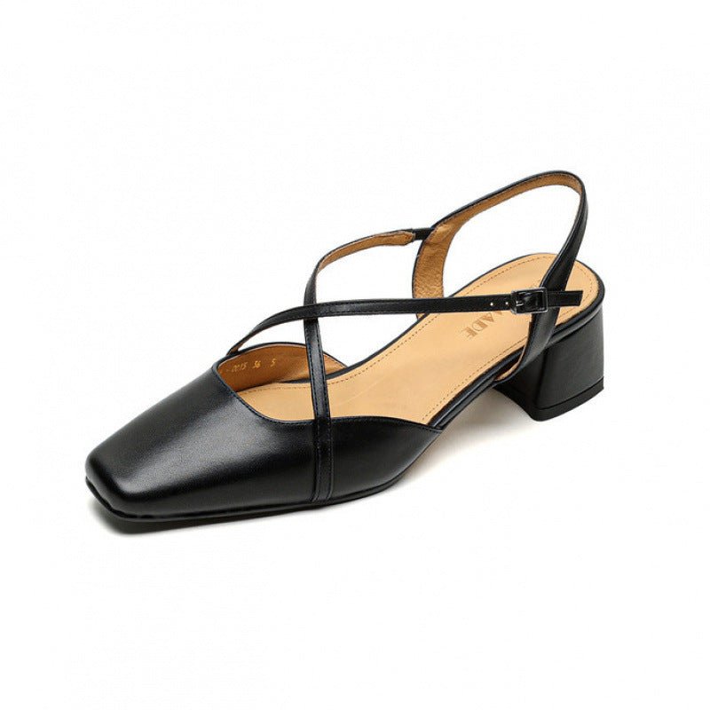 Women's Tendon Soft Bottom Mid Heel Sandals Closed Toe Casual - VEZTIVIA